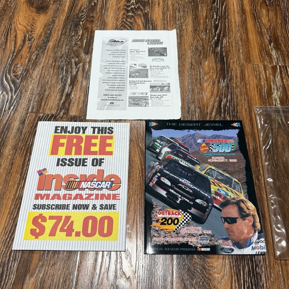 Vintage 1999 NASCAR Phoenix International Raceway Program Checker Dura Lube 500